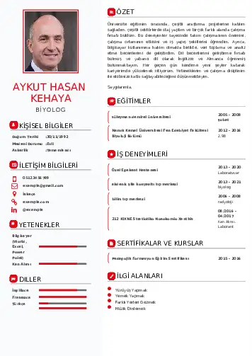 Biyolog CV Örnekleri cv indir